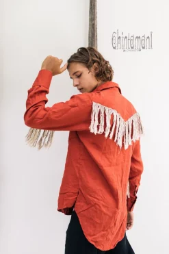 Alma Linen Shirt / Red Ochre