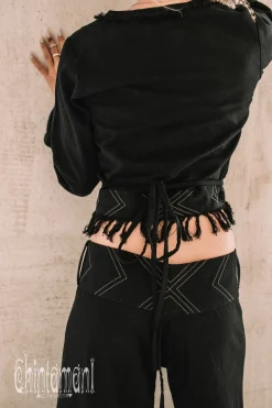 Atua Print Wrap Top / Black