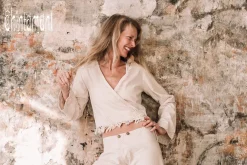 Atua Print Wrap Top / Off White