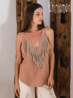 Backless Linen Top / Dusty Pink