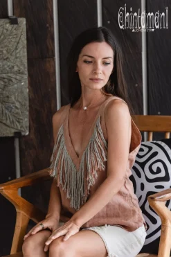 Backless Linen Top / Dusty Pink