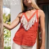 Backless Linen Top / Red Ochre