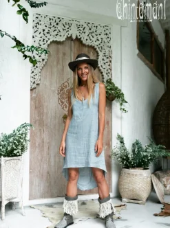 Backless Tunic Dress / Light Blue