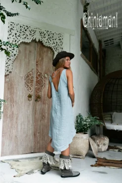 Backless Tunic Dress / Light Blue