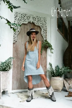 Backless Tunic Dress / Light Blue