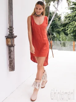 Backless Tunic Dress / Red Ochre