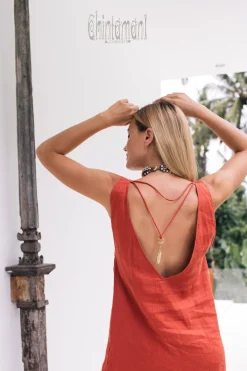 Backless Tunic Dress / Red Ochre