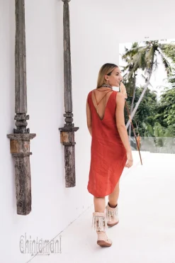Backless Tunic Dress / Red Ochre