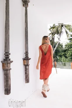 Backless Tunic Dress / Red Ochre