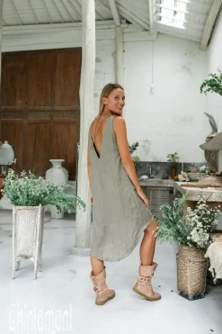 Backless Tunic Dress / Sage Green