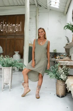 Backless Tunic Dress / Sage Green