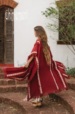 Berber Poncho Coat / Red Ochre
