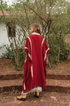 Berber Poncho Coat / Red Ochre