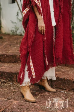 Berber Poncho Coat / Red Ochre