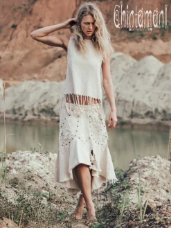 Bleached Denim Skirt / Off White