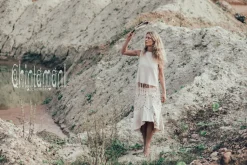 Bleached Denim Skirt / Off White