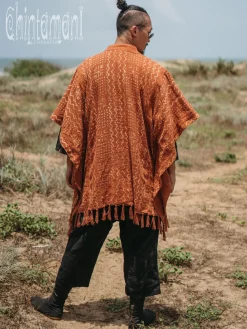 Block Print Poncho / Rust