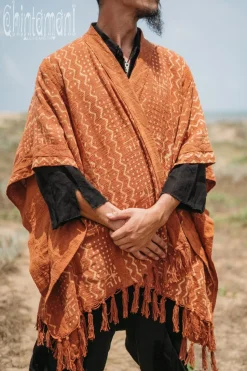 Block Print Poncho / Rust