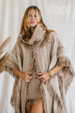Bohemian Poncho Coat / Coffee