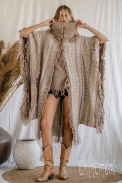 Bohemian Poncho Coat / Coffee