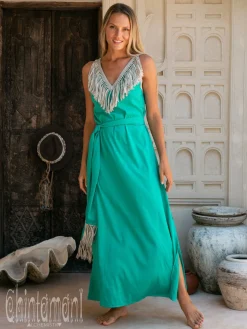 Boho Fringed Dress / Green