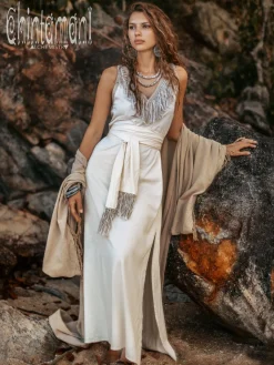 Boho Fringed Dress / Off White