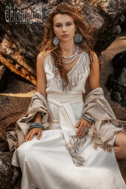 Boho Fringed Dress / Off White
