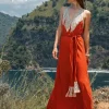 Boho Fringed Dress / Red Ochre