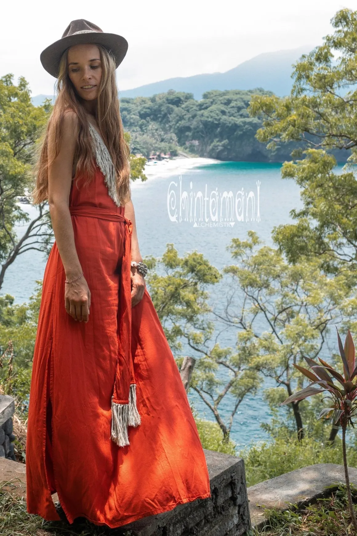 Boho Fringed Dress / Red Ochre