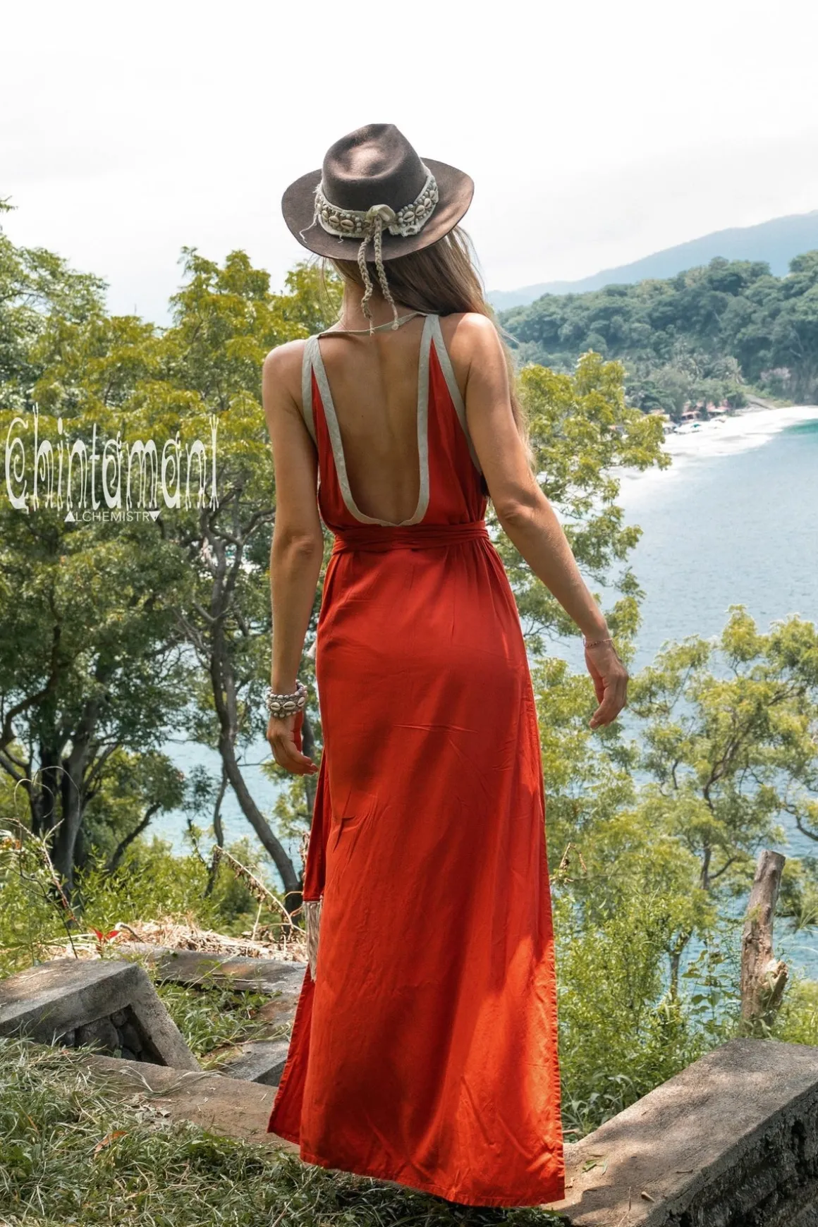 Boho Fringed Dress / Red Ochre