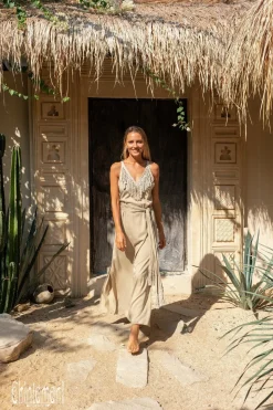 Boho Fringed Dress / Sage