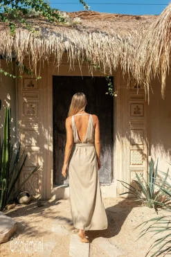 Boho Fringed Dress / Sage