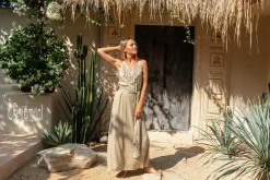 Boho Fringed Dress / Sage