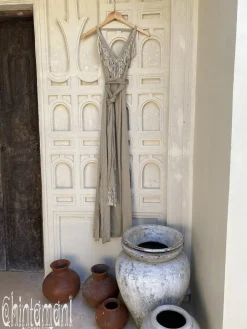 Boho Fringed Dress / Sage