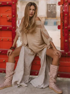 Cotton Poncho Top / Beige