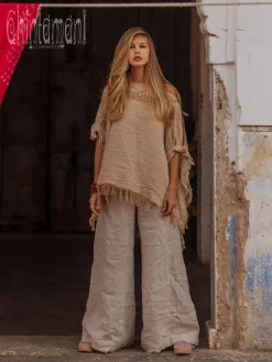 Cotton Poncho Top / Beige