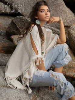 Cotton Poncho Top / Off White