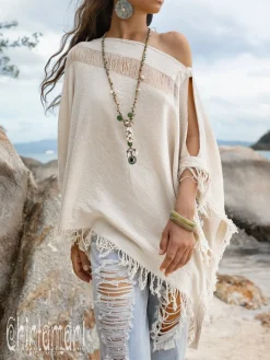 Cotton Poncho Top / Off White