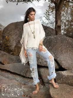 Cotton Poncho Top / Off White