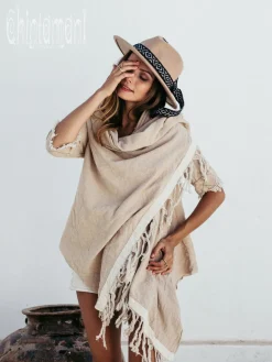 Cotton Sleeves Shawl / Beige