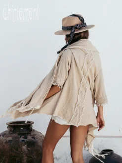 Cotton Sleeves Shawl / Beige