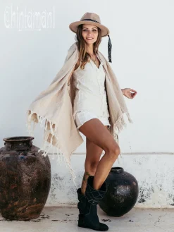 Cotton Sleeves Shawl / Beige