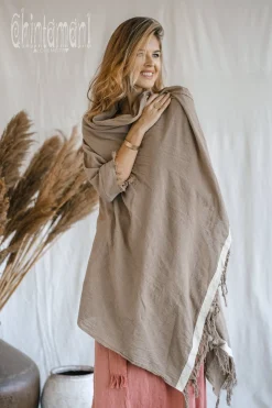 Cotton Sleeves Shawl / Coffee