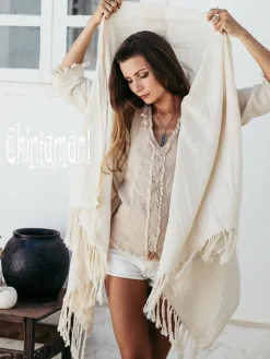 Cotton Sleeves Shawl / Off White