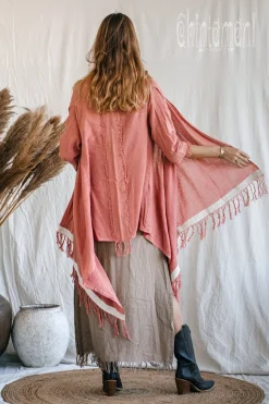 Cotton Sleeves Shawl / Pink