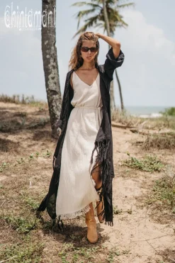 Cotton Wrap Cardigan / Black