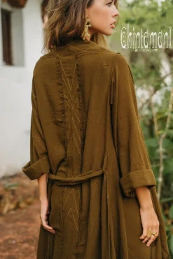 Cotton Wrap Cardigan / Brown