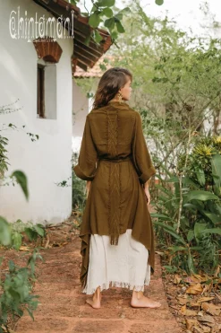 Cotton Wrap Cardigan / Brown