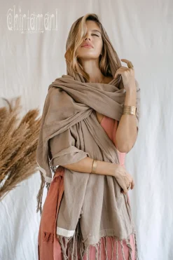 Cotton Wrap Shawl / Coffee