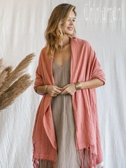 Cotton Wrap Shawl / Soft Pink